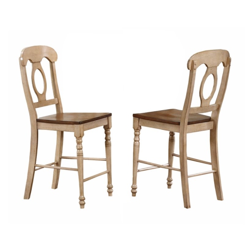 Sunset Trading Brook 3PC 36" Round Pub Set with Napoleon Wood Stools in Cream