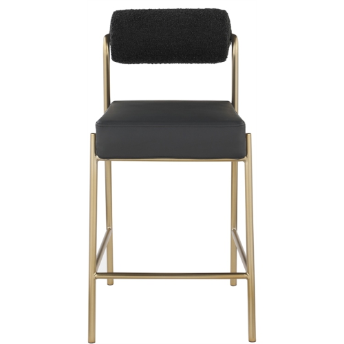 Meridian Furniture Carly Black Faux Leather / Boucle Counter Stool