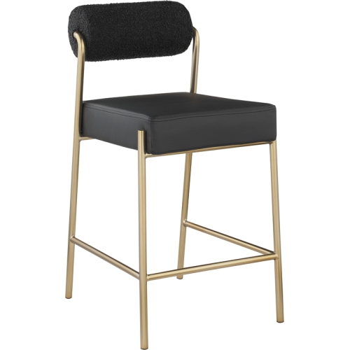 Meridian Furniture Carly Black Faux Leather / Boucle Counter Stool