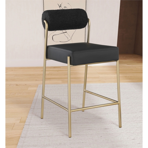 Meridian Furniture Carly Black Faux Leather / Boucle Counter Stool