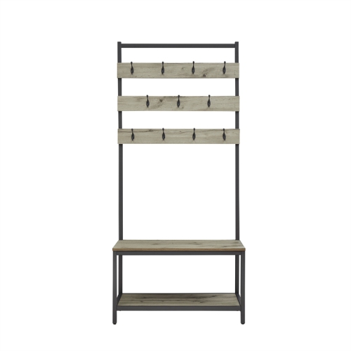 Linon Larkin Metal and Wood Hall Tree in Gray