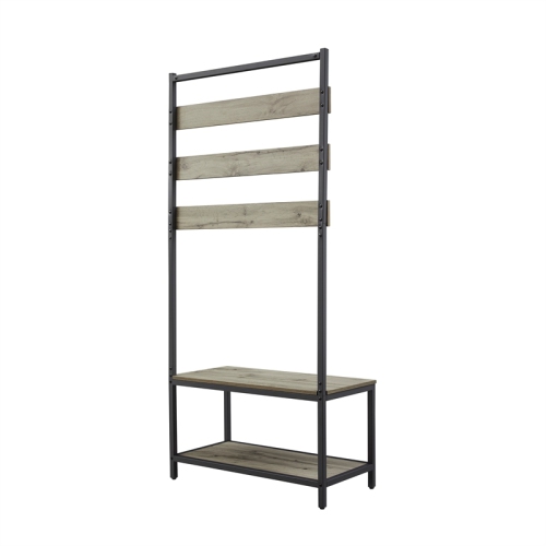 Linon Larkin Metal and Wood Hall Tree in Gray