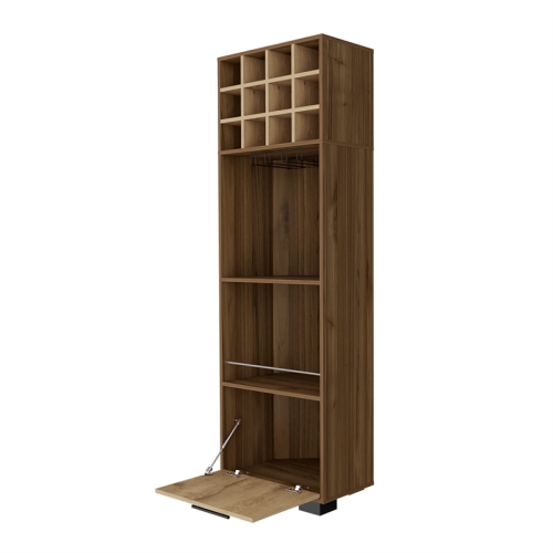 FM FURNITURE Aubree Bar Cabinet Mahagony / Macadamia Engineered Wood