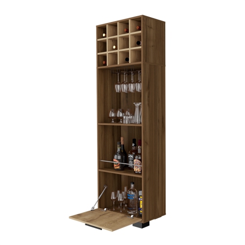 FM FURNITURE Aubree Bar Cabinet Mahagony / Macadamia Engineered Wood