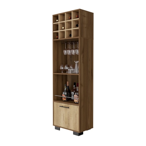 FM FURNITURE Aubree Bar Cabinet Mahagony / Macadamia Engineered Wood
