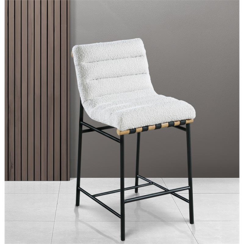 Meridian Furniture Burke Cream Faux Leather Counter Stool