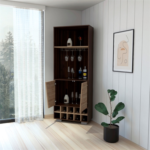 FM FURNITURE Bahamas Corner Bar Dark Oak / Pine Engineered Wood