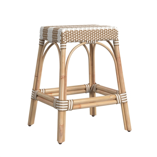 BUTLER SPECIALTY  Company Robias Rattan 24.5" Counter Stool - Tan & White Stripe