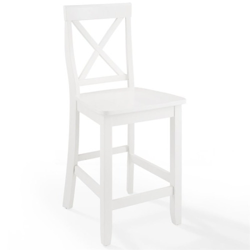 Bowery Hill 24" Solid Wood X-Back Counter Stool in White