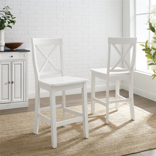 Bowery Hill 24" Solid Wood X-Back Counter Stool in White