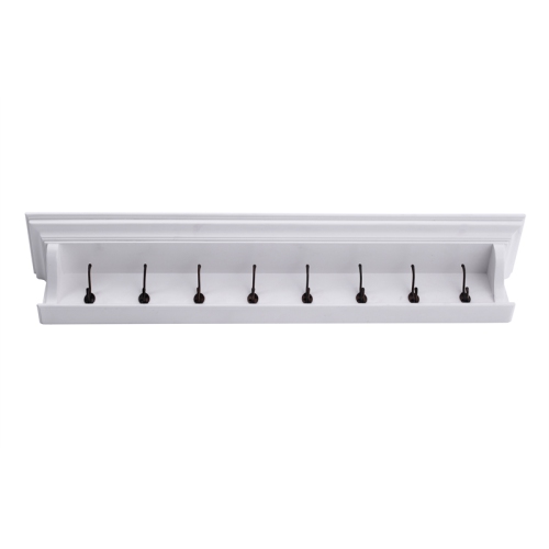 BOWERY HILL  Mahogany Wood 8 Hook Coat Rack 130 Cm In Finish In White