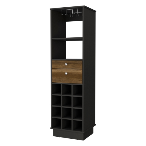 FM FURNITURE – Armoire de bar Hype, bois d’ingénierie noyer-noir Wengue