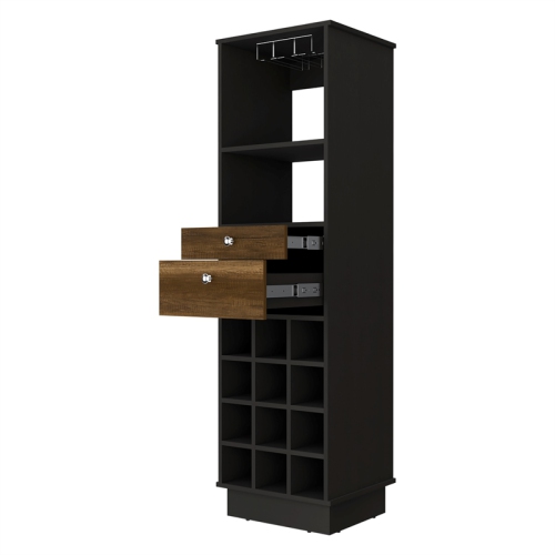 FM FURNITURE – Armoire de bar Hype, bois d’ingénierie noyer-noir Wengue