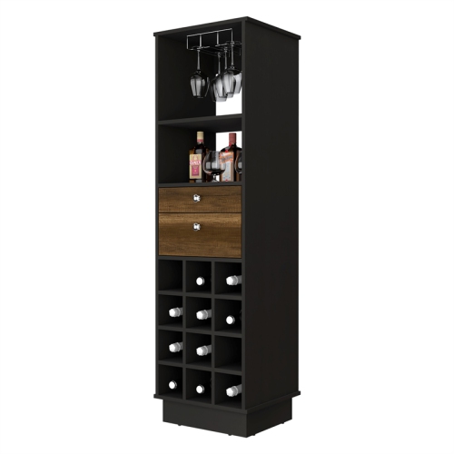 FM FURNITURE – Armoire de bar Hype, bois d’ingénierie noyer-noir Wengue