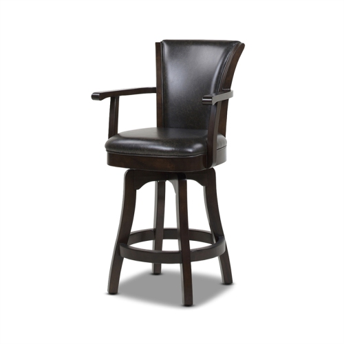 JENNIFER TAYLOR HOME  Williams 27" Swivel Counter Height Bar Stool Vintage Black Faux Leather In Brown