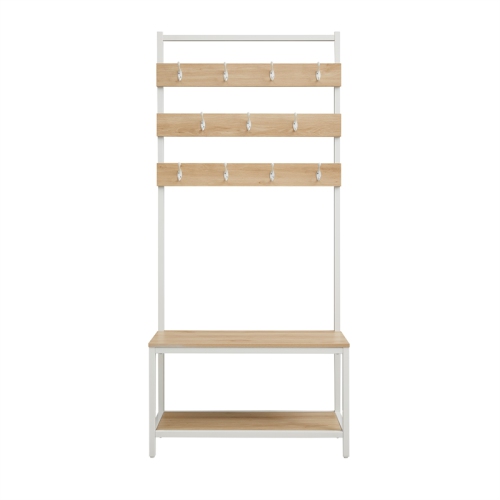 Linon Larkin Metal and Wood Hall Tree in White