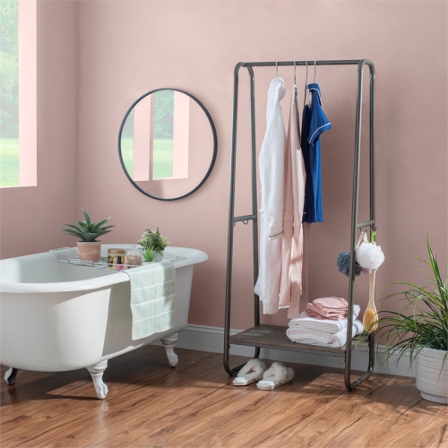 Linon Paisley Tall Metal Clothing Rack in Pewter