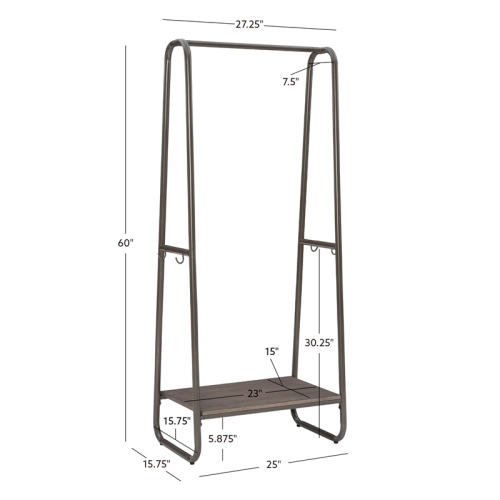 Linon Paisley Tall Metal Clothing Rack in Pewter