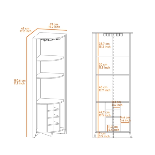 FM FURNITURE Bouvet Corner Bar Cabinet Dark Brown Engineered Wood