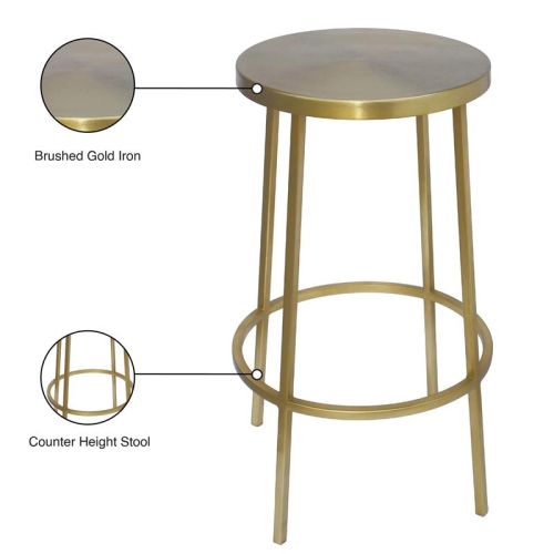 Meridian Furniture Tyson Brushed Gold Iron Counter Stool