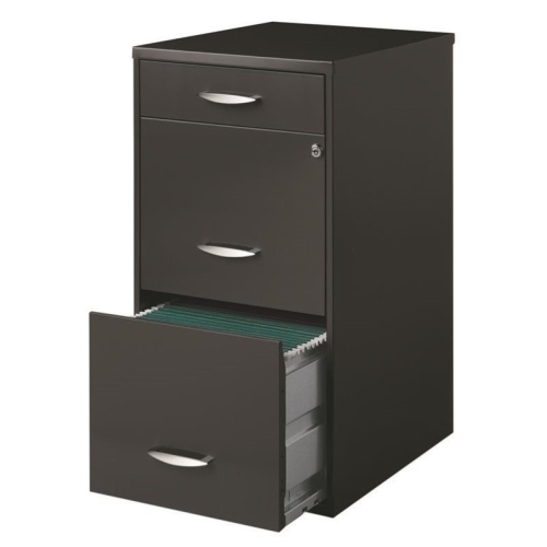 2 Piece File Cabinet in Charcoal and Adjustable File Caddy in Black
