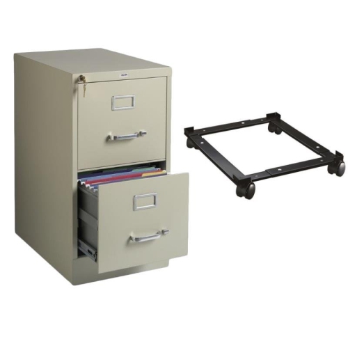 2 Drawer Vertical Letter File Cabinet and Adjustable File Mobile Caddy