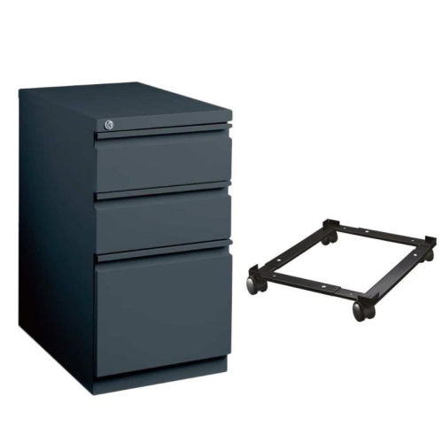 2 Piece Mobile File Cabinet in Charcoal and File Caddy in Black
