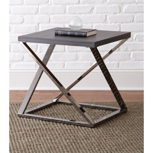 STEVE SILVER COMPANY  Aegean Square End Table In Nickel In Black
