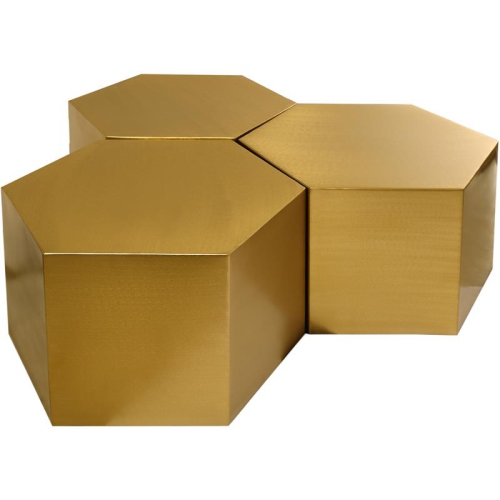 Meridian Furniture Hexagon Brushed Gold 3 Piece Modular Coffee Table