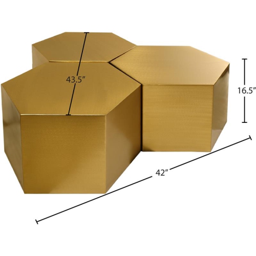 Meridian Furniture Hexagon Brushed Gold 3 Piece Modular Coffee Table
