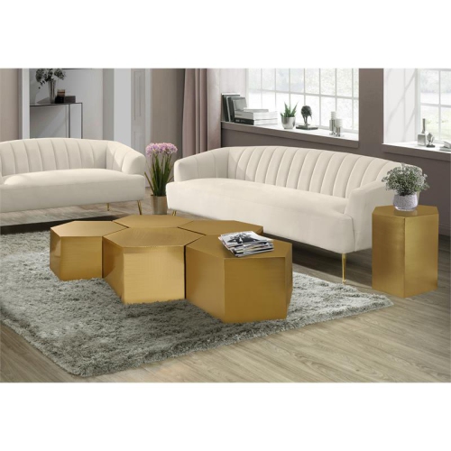 Meridian Furniture Hexagon Brushed Gold 5 Piece Modular Coffee Table