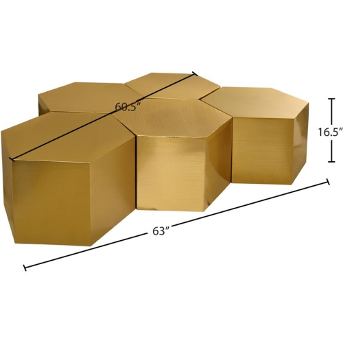 Meridian Furniture Hexagon Brushed Gold 5 Piece Modular Coffee Table