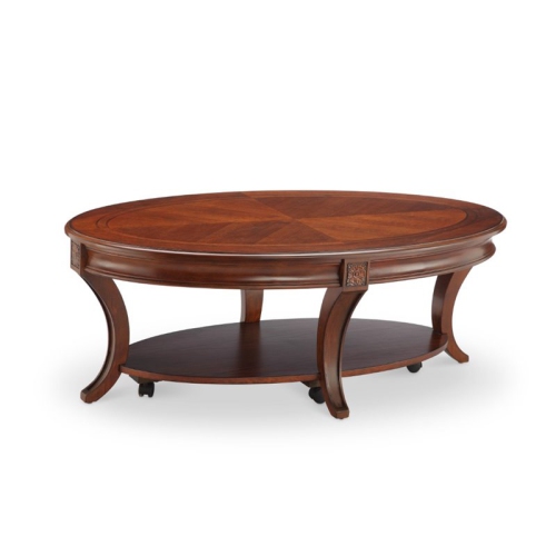 2 Piece Transitional Coffee and End Table Set in Cherry