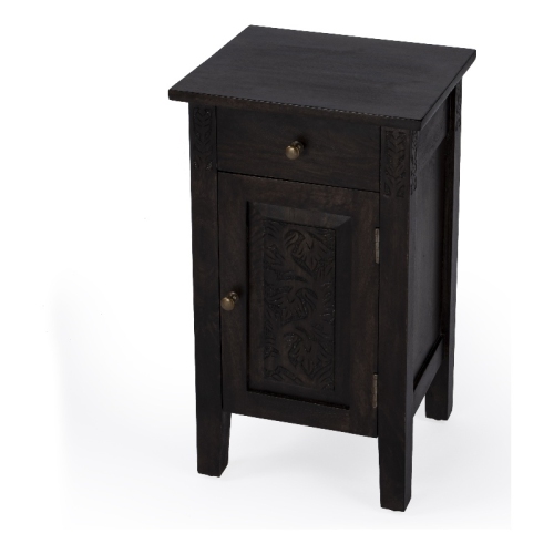 drogo single drawer brass hardwood side table