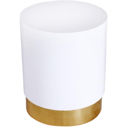Meridian Furniture Deco White Lacquer Metal End Table with Durable Gold Base