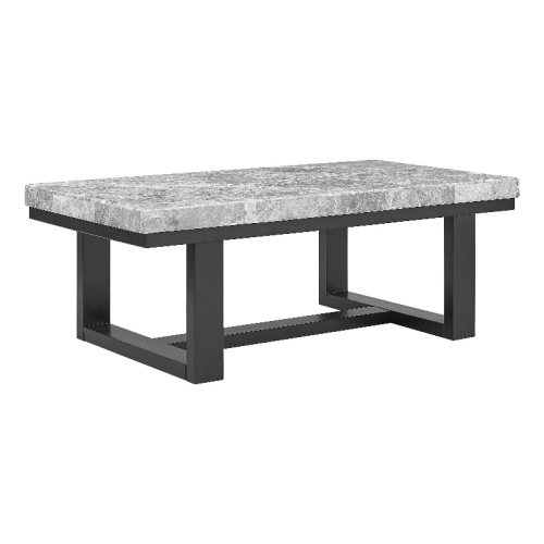STEVE SILVER COMPANY  Lucca Marble And Espresso Wood Coffee Table In Gray