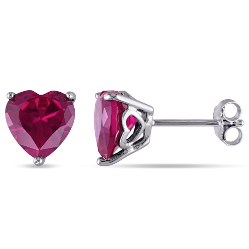 AMOUR  Ruby Solitaire Heart Earrings (750086454) - In Red