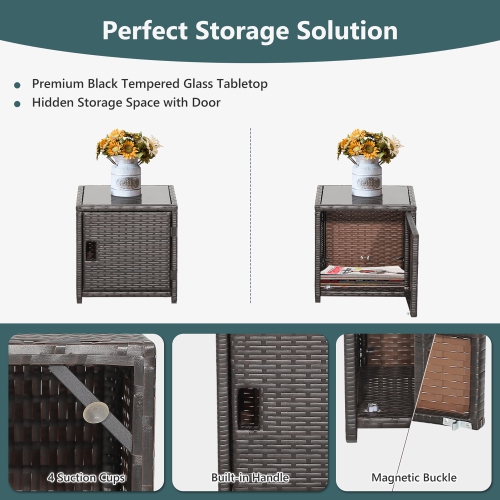 Costway 5PCS Patio Rattan Furniture Set Ottoman Cushioned W/Cover Space Saving