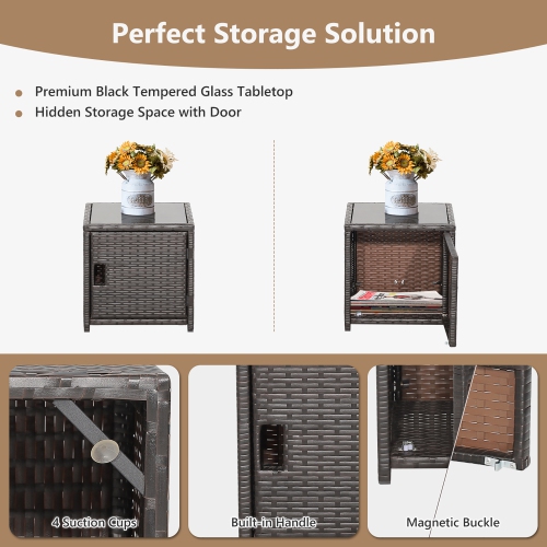 Costway 5PCS Patio Rattan Furniture Set Ottoman Cushioned W/Cover Space Saving