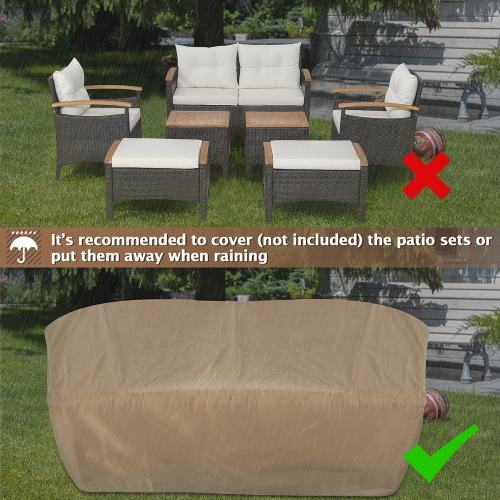 Costway 7PCS Patio Rattan Furniture Set Cushion Armrest Loveseat Ottoman Table