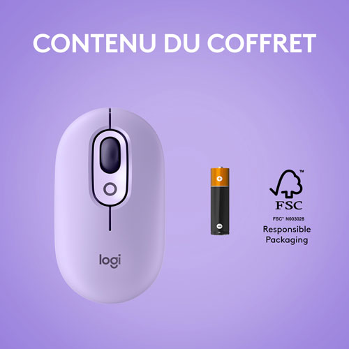 Logitech POP Mouse Bluetooth Optical Ambidextrous Mouse - Cosmos