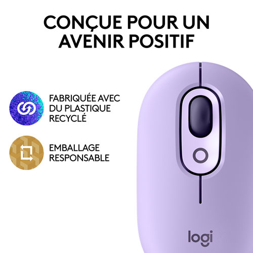 Logitech POP Mouse Bluetooth Optical Ambidextrous Mouse - Cosmos