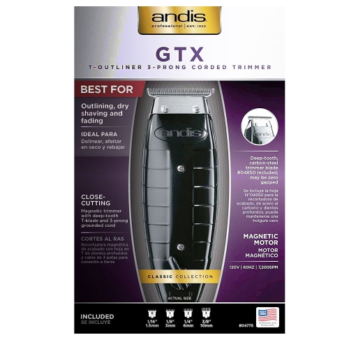 Andis GTX T-Outliner Close-Cutting Magnetic Trimmer 04775 and 9" Comb