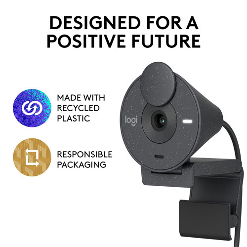 Logitech Brio 300 Full HD 1080p Webcam with Mono Noise Reduction Mic - Graphite