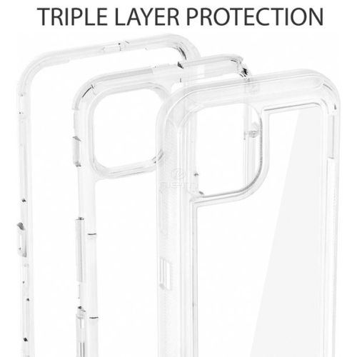 【CSmart】 Anti-Drop Triple 3 Layers Shockproof Heavy Duty Defender Hard Case for iPhone 13, Clear