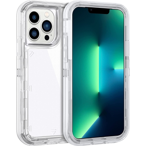 Image 1 de 6.. 【CSmart】 Étui Coque rigide anti-chute triple 3 couches antichoc Heavy Duty Defender pour iPhone 14 Pro, Clear