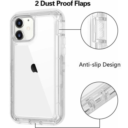 【CSmart】 Étui Coque rigide anti-chute triple 3 couches antichoc Heavy Duty Defender pour iPhone 14 Pro, Clear
