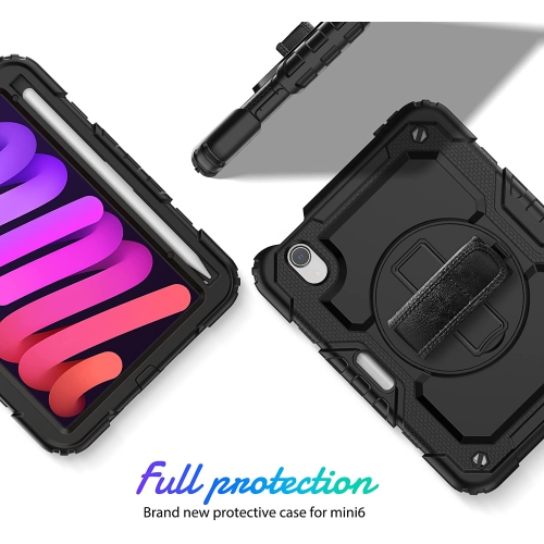 Shockproof Heavy Duty Defender Case Kickstand Cover with Shoulder & Hand Strap for iPad 10th Gen. / iPad 11th Gen., Black