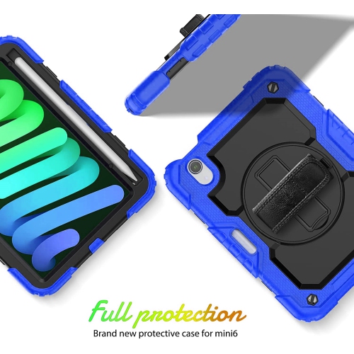 Shockproof Heavy Duty Defender Case Kickstand Cover with Shoulder & Hand Strap for iPad 10th Gen. / iPad 11th Gen., Blue