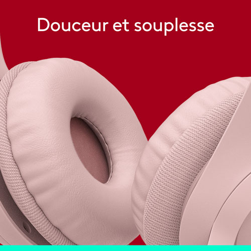 Casque d'écoute avec fil H390 de Logitech avec microphone à suppression du bruit - Rose